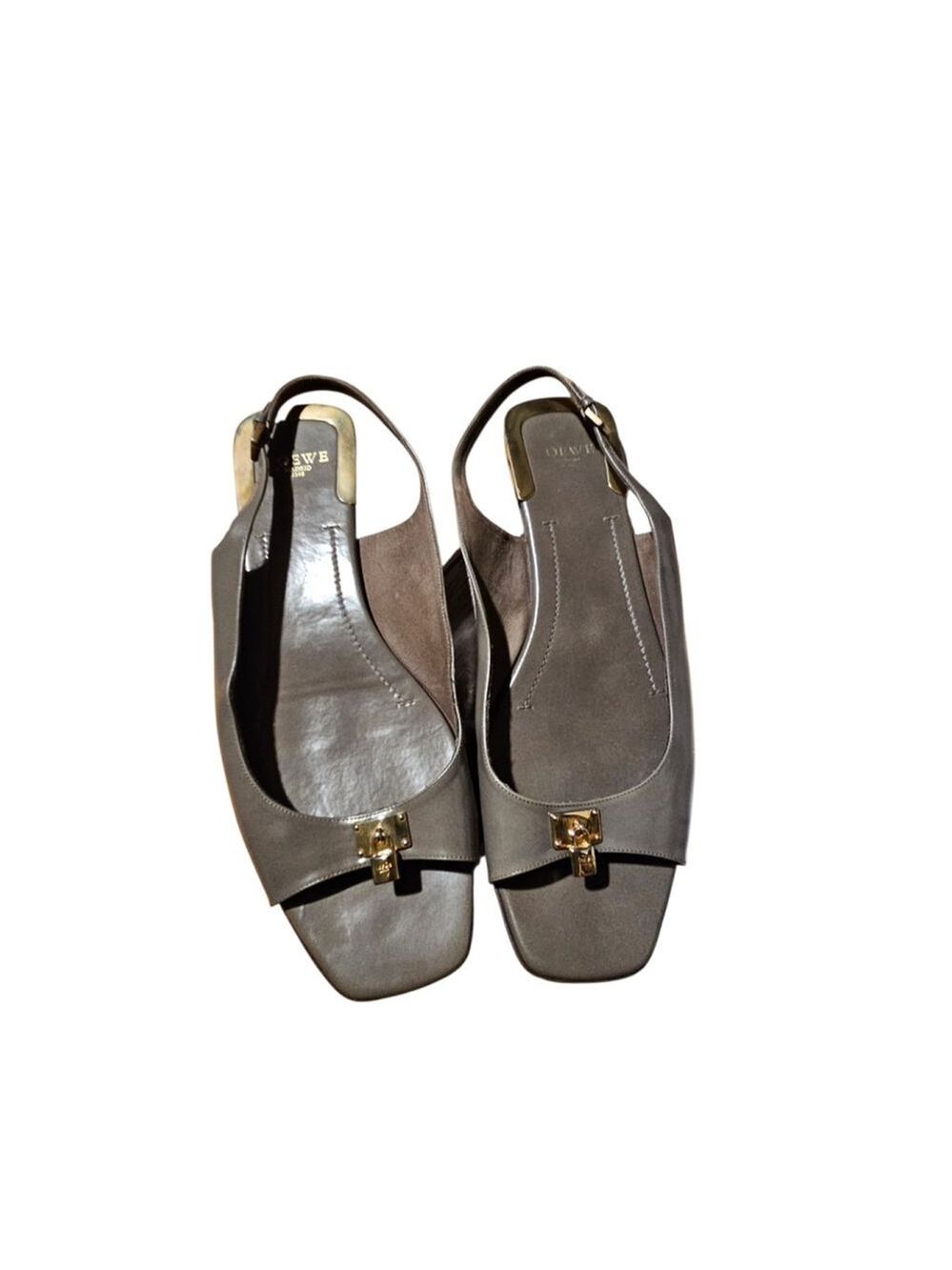 LOEWE Gray Gold Sandals Size 10.5 - Picture 3 of 14